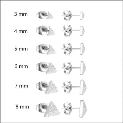 Aramat Jewels | Oorbellen | RVS Driehoek Oorbellen Diverse Kleuren 8-12mm - Geometrische Studs | Zilverkleurig Sandblasted / 4mm | | | | Kinderen, Volwassenen | Verkleurd niet