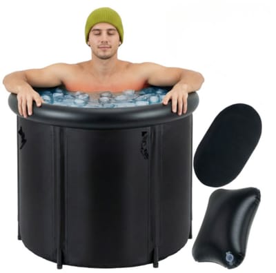 MOZY® - Opvouwbaar IJsbad - 320 Liter - Zwart - met Kussen - Inclusief Isolatiehoes - UV-bestendig - Badkuip - Mobiel Bad -