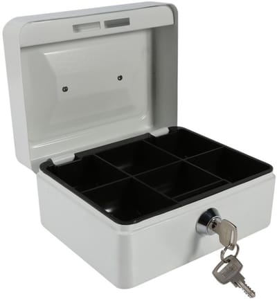 Allecto - Mini Portable Steel Petty Lockable Money Coin Safe - Veiligheid - Wit - Compact - Sleutels inbegrepen - Voor thuisgebruik