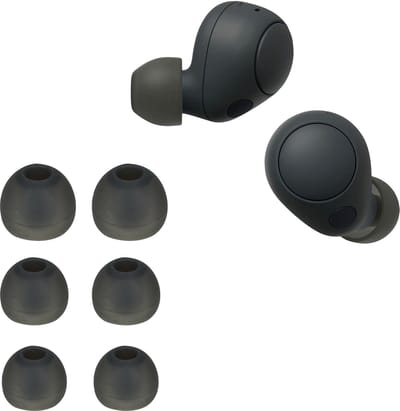 kwmobile 6x cover voor in-ear oortjes geschikt voor Sony WF-C700N - Vervangende oordopjes van siliconen in donkergrijs - 3 maten