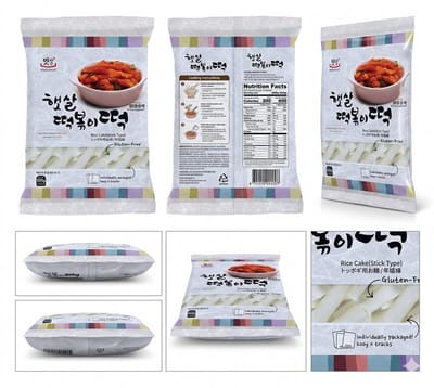 Matamun Koreaanse Rijstcakes - Tteokbokki Rice Cake Sticks Stangen - Authentieke Koreaanse - Ideaal voor Pittige Koreaanse Gerechten Glutenvrij & Vegan - 3 X 600g Met Kajal Sticker