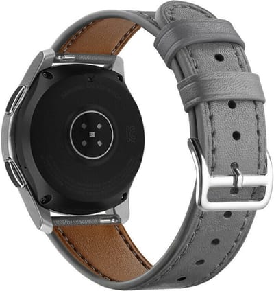 Strap-it Smartwatch bandje 22mm - leren bandje geschikt voor Samsung Galaxy Watch 46mm / Galaxy Watch 3 45mm / Gear S3 Classic & Frontier - Amazfit GTR 47mm / GTR 2 / GTR 3 - Pro / GTR 4 - OnePlus Watch - grijs