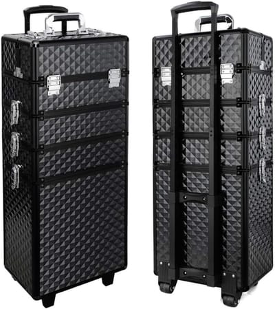 Aurixi® Visagie Koffer - Cosmetica Koffer - Kapperskoffer - Zwart - ‎33cm x 23cm x 91cm