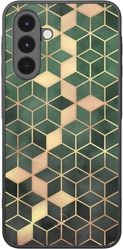 Leuke Telefoonhoesjes - Hoesje geschikt voor Samsung Galaxy A16 - Kubus groen - Backcover zwart - Print / Illustratie - Groen