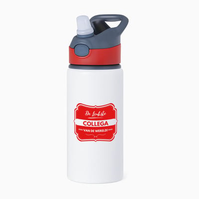 Hacebo® - De leukste collega waterfles met rietje rood - Collega - een collega - werk - afscheidscadeau - verjaardagscadeau - water fles - 650ML