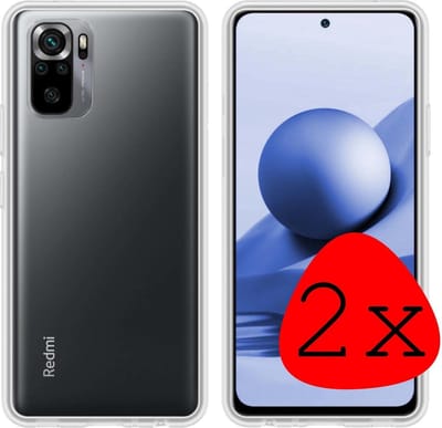 Hoesje 2 Stuks - Geschikt voor Xiaomi Redmi Note 10S - Sterk & Shockproof - Case Siliconen - Back Cover - Telefoon Hoes - Transparant