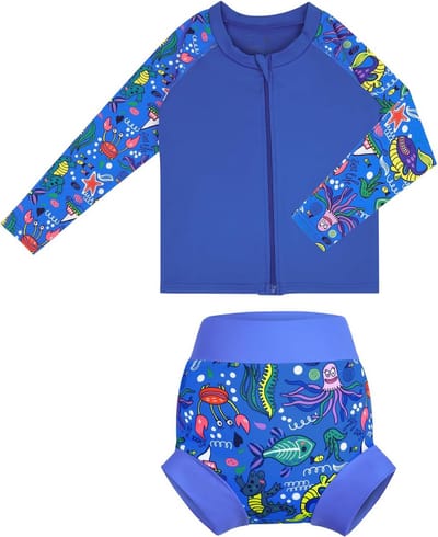 Tweedelige Babyset met Zwemkleding en UV-Bescherming voor Jongens en Meisjes
