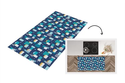 Keukenloper - Loper keuken - Winter - Stad - Nacht - Patroon - 120x60 cm - Keukenloper vinyl