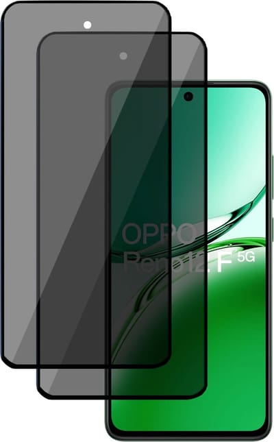 2x Privé Screenprotector geschikt voor OPPO Reno 12 F / Reno 12 FS Screenprotector - Privacy Beschermglas - Privacy Proteqt+