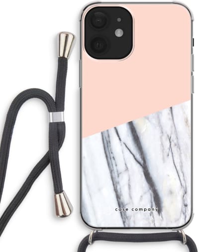 Case Company® - Hoesje met koord geschikt voor iPhone 12 mini hoesje met Koord - A touch of peach - Telefoonhoesje met Zwart Koord - Bescherming aan alle Kanten en Over de Schermrand