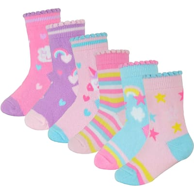 Set van 6 babysokken van katoen met eenhoorndesign voor meisjes - Eenhoorn