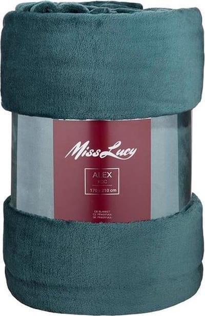 Miss Lucy Alex Plaid 170 x 210 cm - Deken - Woonaccessoire - Fluweel zacht - Donker groen