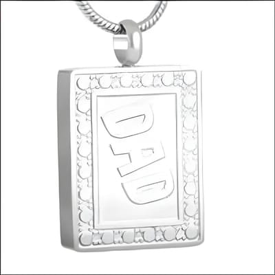 Aramat Jewels | Gedenkhangers | Stalen Ashanger Vader – Persoonlijk Gedenksieraad RVS | Rechthoek-3x2cm | |20mm | Staal | Volwassenen | Verkleurd niet