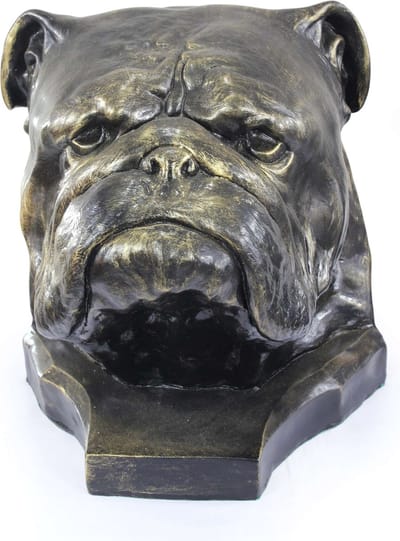 Engelse Bulldog urn en tuinbeeld voor hondenas in groot formaat