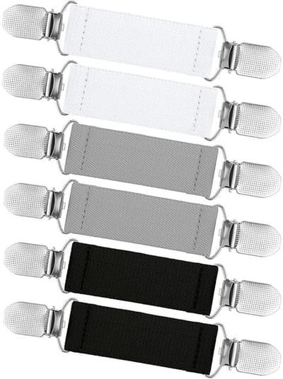 EXCITAT Jurkklemmen - Broekklemmen - Truiklemmen - Elastische vestklemmen - Trekkoordklemmen - Kledingklemmen - Vestaccessoires - geschikt voor jurken, overhemden, schorten - 3 kleuren - 6 stuks