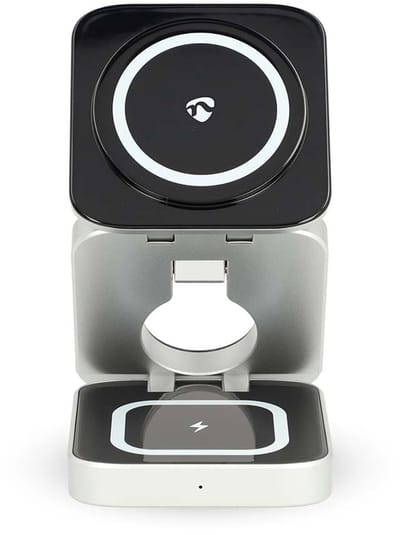 Nedis Draadloze Oplader 3-in-1 – 15W Oplaadstation – Smartphone, Smartwatch & Oortjes – Geschikt voor iOS & Android