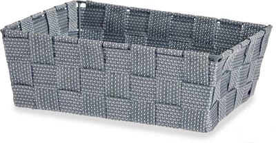 Kast/badkamer opbergmandjes - zilvergrijs - 24 x 20 x 8 cm - 10 liter - opbergmandjes