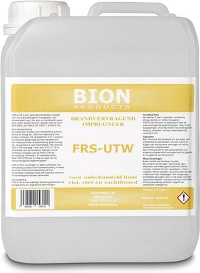 Brandvertrager FRS-UTW 2,5 liter Brandvertragend impregneer voor onbehandeld Hout, Riet, Stro en Zachtboard