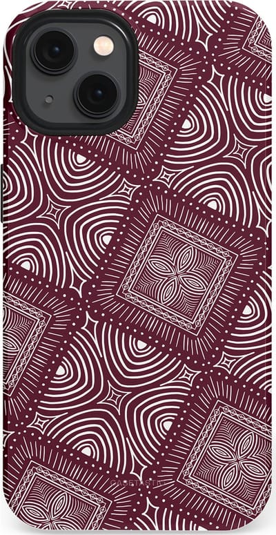 Casetastic Hoesje Geschikt voor Apple iPhone 13 Magsafe - Stijlvolle Beschermende Duo-layer Case - Bohemien Rood Design