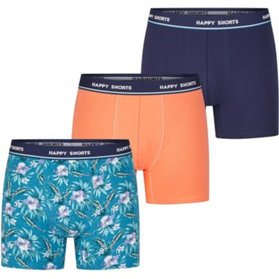 Happy Shorts Heren Boxershorts Trunks 3-Pack Blauw/Groen/Oranje - Maat XXL