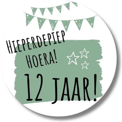 Stickers Trakteren 12 Jaar Verjaardag | Groen | Traktatiestickers | Uitdelen | 20 Stuks