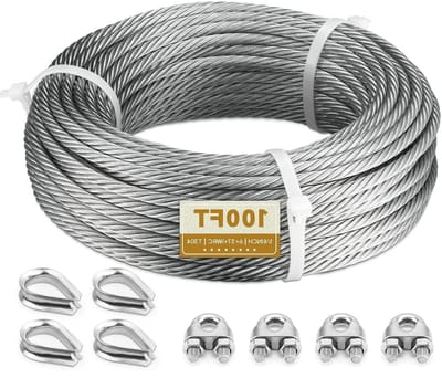 Roestvrijstalen Kabel - Staalkabel Vliegtuigkabel - Zware Lasten Tillen - 6x37+IWRC Constructie - 30.5 Meter - Zilver