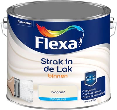Flexa - Strak In De Lak Binnenlak Zijdeglans - Ivoorwit - Mengverf - 2,5 L