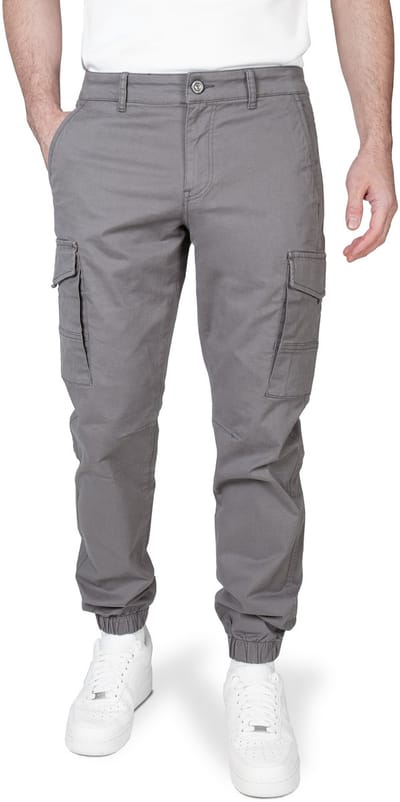 WOTEGA Heren Cargobroek Odin – Tapered Fit – Katoen Stretch – Lichtgrijs – Cargo zakken