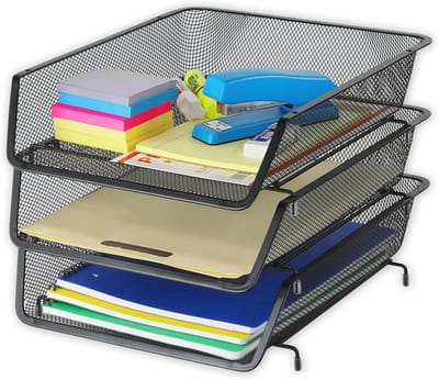 Stapelbare Bureau File Documenten Organizer - 3 Stuks, Zwart