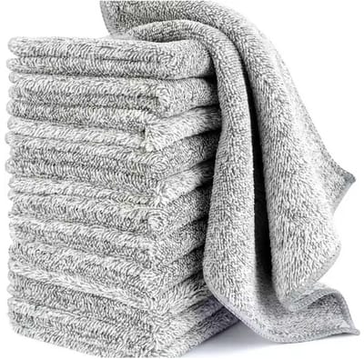 TLVX 10 stuks Super Zachte Microvezel Doekjes 25 x 25cm / Wasbaar / Professionele Schoonmaakdoekjes / Glas Streepvrij Schoonmaken / Streeploos / Stof vrij / Poetsdoekje / Keuken / Badkamer / Fiets / Auto / Vlek verwijderen / Herbruikbaar