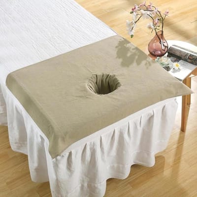Tafelkleed voor Massagetafel - Bed Laken Spa - Schoonheidssalon Gebruik - Met Gezichtsgat - 50x70cm - Kaki