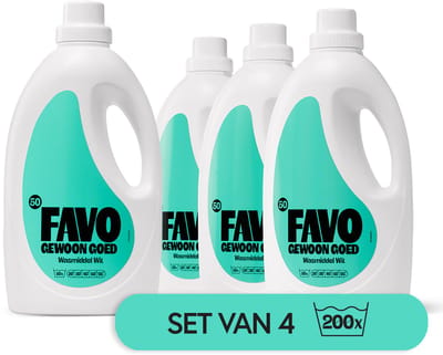 Favo Wasmiddel - Wit – 4 x 50 = 200 wasbeurten – voor stralend wit – effectief vanaf 20 °C – voordeelverpakking