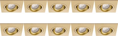Spot Armatuur 10 Pack - Proma Borny Pro - GU10 Inbouwspot - Vierkant - Goud - Aluminium - Kantelbaar - 92mm