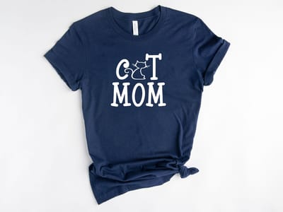 Lykke Cat Mom T-shirt| Kattenliefhebber | Unisex T-Shirt | Navy | Maat XXL