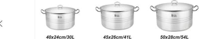 Royal Swiss Set van 3 grote kookpotten: 30 liter - 41 liter - 54 liter