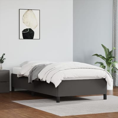 vidaXL - Bedframe - kunstleer - grijs - 90x200 - cm
