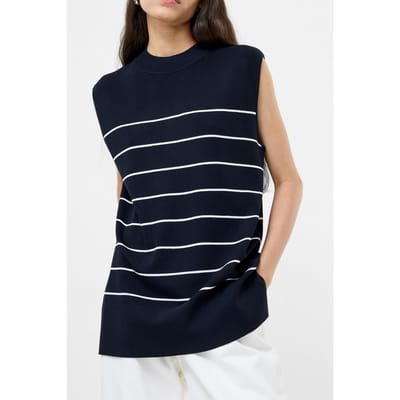 French Connection Ottie Striped Vest Navy White Maat: S | Mouwloze Tops Outlet | Dames | Blauw