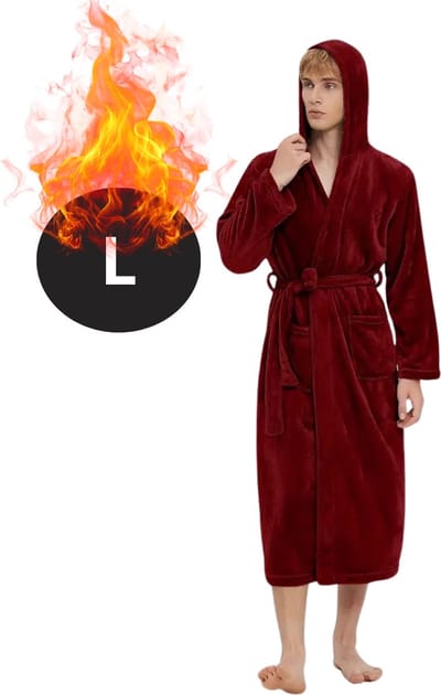 Bovista Badjas Heren - Fleece - Katoen - Badstof - Sauna - Hamam - Wafel - Bathrobe - Duster - Ochtendjas - Spa - Kimono - Rood L