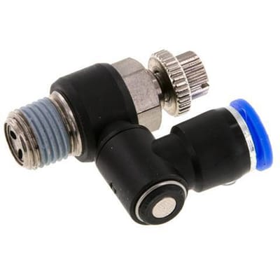 Draaibaar Regelventiel 8 mm - R1/4'' Regeling-Uit Messing/Nylon