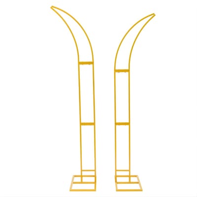 2-delige Gouden Metalen Trouwart Backdrop Boog Set – 210 cm & 190 cm – Stalen Buis – Hittebestendige Poedercoating – Draagvermogen 5 kg – Gebogen Decoratieve Boog voor Bruiloft – Goud