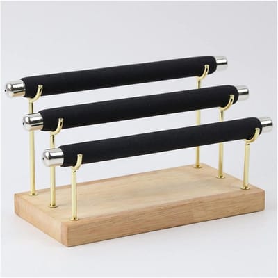 Sieraden Display - Ring Houder - Sieraden Organiseren - Houten T-Bar - 3 Lagen - Donkergrijs