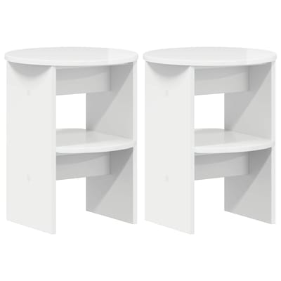 vidaXL - Bijzetkast - 2 - st - Hoogglans - Wit - Ø40 - x - 50 - cm - Geconstrueerd - hout