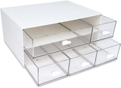 Unyqoos ® Bureau Organizer Met Vijf Laden En Stapelbaar Ontwerp Voor Optimaal Ruimtegebruik