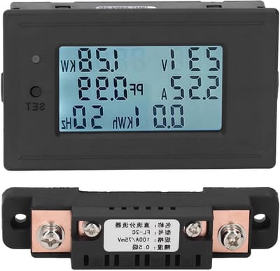Multifunctionele Elektriciteitsmeter - Digitale Display Meter - Accu Capaciteit Meten - Geheugen voor Stroomuitval - DC6-200V - Zwart