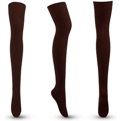 Dijhoge Sokken Lange Kousen Sexy Over de Knie Sokken Katoen All-Match Effen Kleur Breien Warm Dames Japanse Beenverwarmer One Size black
