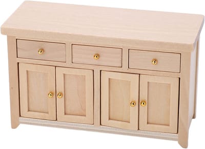 Miniatuur Poppenhuis Kast Woonkamer 1:12 Berk Houtkleur Opbergmeubel