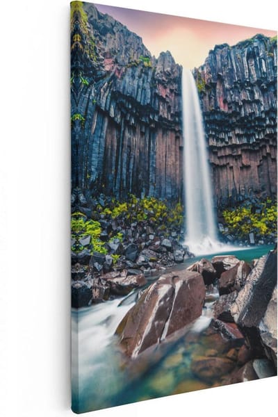 Artaza Canvas Schilderij IJsland - 20x30 cm - Klein - Wanddecoratie Waterval - Muurdecoratie Landschap - Kamer Accessoires Natuur