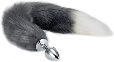 Buttplug Staart - Vossenstaart - Buttplug Metaal - Anale Plug - Buttplug Tail - Cosplay - Roestvrij Staal - Grijs - Discreet Verzonden
