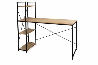 HEM Industrieel Bureau met Opbergrek 110 cm – Computerbureau MDF Metaal – Thuiswerk Bureau – Schrijftafel met Schappen – Werktafel voor Kantoor of Studentenkamer – Inclusief HEM Microvezeldoekje