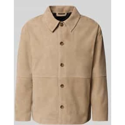 regular fit leren jack met platte kraag model 'RORY'